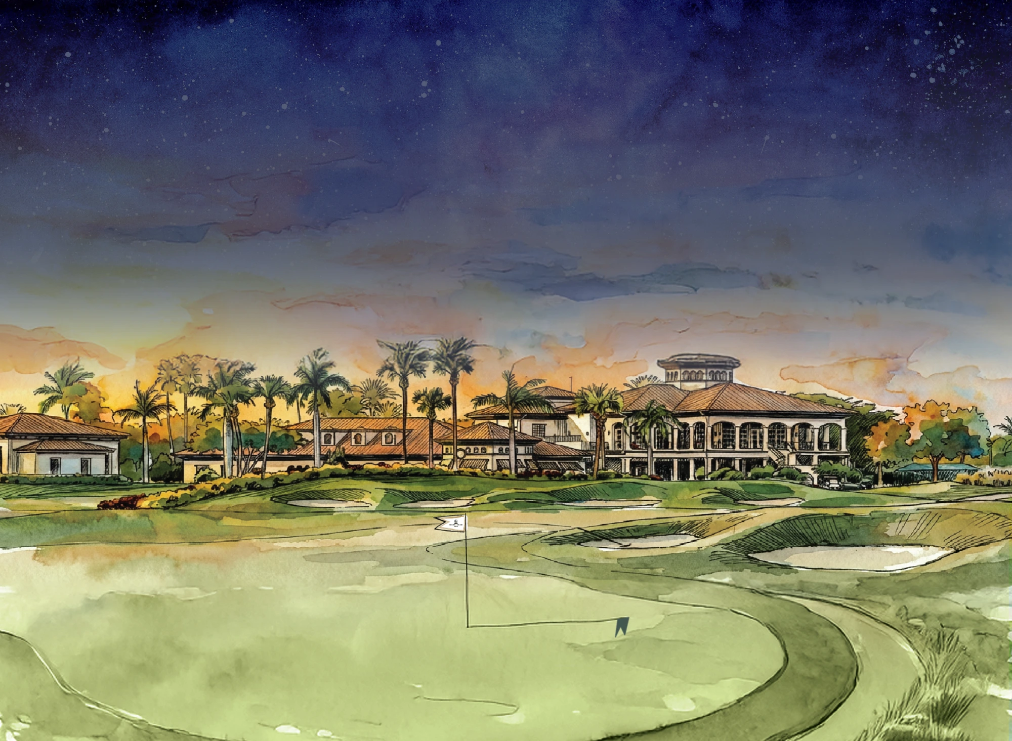 The Club at Renaissance under a starlit sky